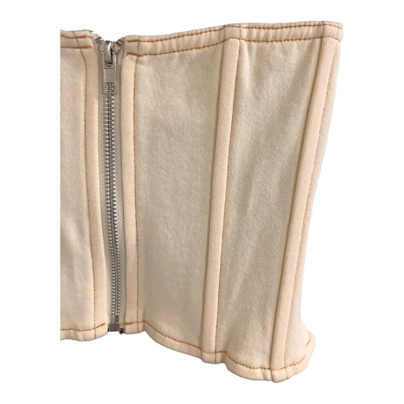 Steve Madden cream vintage washed look strapless stretch crop corset bustier   M - Picture 6 of 14